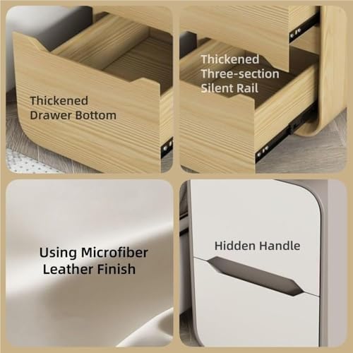 Modern Small Nightstand with 2 Drawers - Narrow Wooden Bedside Table, Stylish Home Accent for Living Room & Bedroom, Durable Design (Brown, 30 cm)