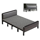 Muebles Cama Plegable Matrimonio Cama Plegable de Metal, Cama Plegable Portátil con Colchón de Espuma para Pisos Pequeños, Habitaciones de Invitados, Dormitorios(Black,193x100x78cm)