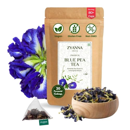 Image of Zyanna 3 in 1 Combo - 60 Tea Bags | Butterfly Pea Flower - 20, Hibiscus - 20, Chamomile - 20 Pyramid Teabags | 100% Natural - Caffeine Free - Herbal Green Tea - Flower Based | For Skin Glow & Sleep