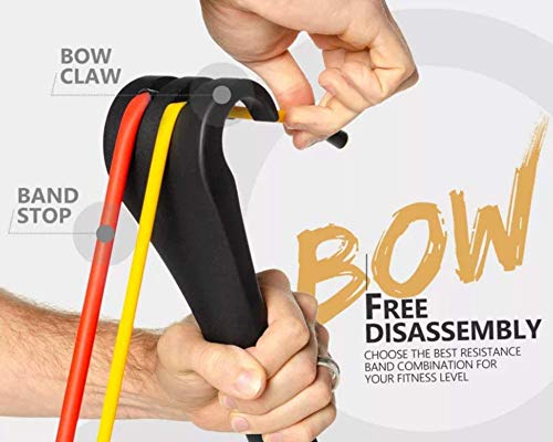 Aelirou Bow Portable Home Gym Resistance Bands Bars System Fitness Equipment Body Weight Workouts, Training Workout, Personal Weightlifting Travel Kit