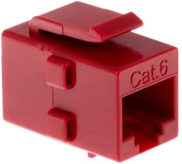 CablesAndKits Cat6 RJ45 Inline Coupler Keystone Jack Red Female to Female Ethernet Adapter, Snap-in Feed-Thru Connector for Wall Plate & Patch Panel, Gold Plated Contacts, Cat5e/Cat6 Compatible
