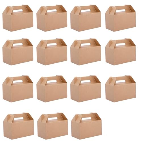 Bssowe 15 Stück Kraftpapier Verpackungsbox, 21 * 13 * 11cm Take Away Box,Kraftpapier Box, Pappschachteln mit Deckel, Braune Kraftpapier Boxen, für Geschenke, Party, Geburtstag