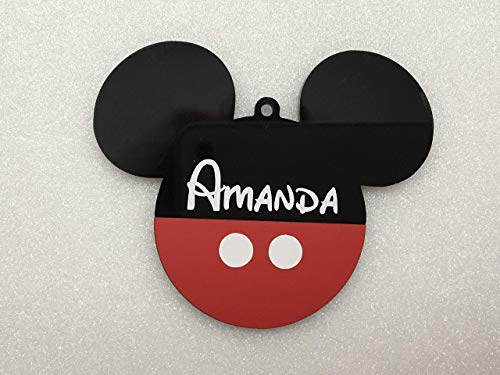 Personalized Mickey Mouse/Minnie Mouse 2023 Name Ornament Handmade Custom Disney Ears Birthday Party Decorations Black Red White Disneyland Lovers Acrylic Hanging Bauble Tree Decor Gift For Kids #TOP4