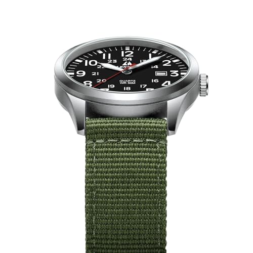 LN LENQIN Mens Watches Military Watches for Men Analog Quartz Watch Waterproof Men's Wrist Watches with Date Tactical Field Watch Leather Band