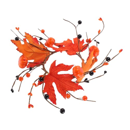 RORPOIR Fall Candle Artificial Maple Leaves Berries Thanksgiving Wreath for Table Decor Halloween and Autumn Celebrations and Realistic Centerpiece