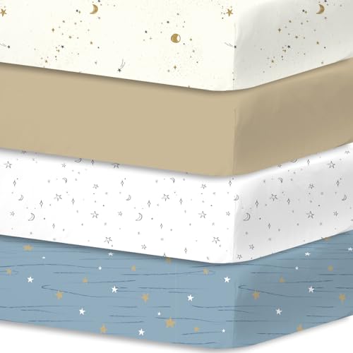Image of Little Grape Land 4-Pack Fitted Crib Sheets,52x28 Microfiber for Boys Girls
