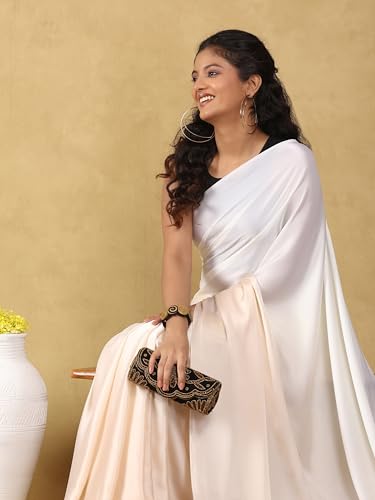 Image of Garden Vareli Lace Border Satin Saree with Unstitched Sequin Blouse Piece