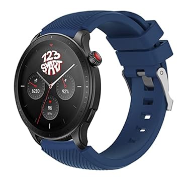 Pulseira de Silicone marca 123smart compativel com GTR4 GTR 4 A2166 / GTR3 A1971 / GTR 3 Pro A2040 / GTR 2 A1952 / GTR 2e A2023 / Stratos 2 / Stratos 3 - Azul Marinho