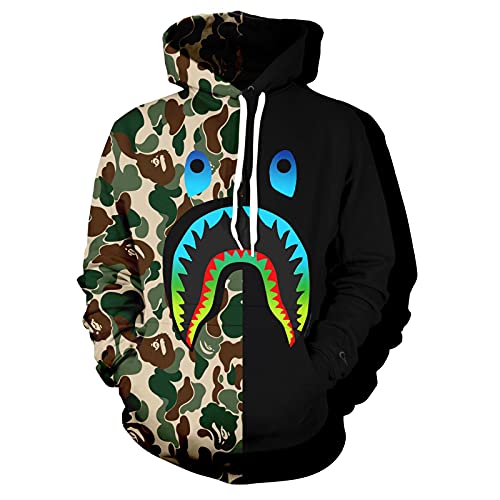 Hhohhc Men‘s Casual Camouflage Hoodie Pants Suits, 3D Printed Camo Pullover Sweatershirts, Fashion Couples Street Wear Long Sleeves Unisex（B-L） #TOP1