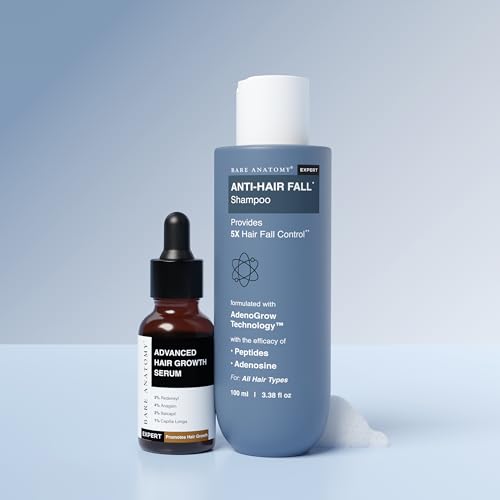 Image of Bare Anatomy Expert Anti-Hair Fall Shampoo (100ml) & Advanced Hair Growth Serum (30ml) | Adenosine + Redensyl + Rice Water + Rosemary| Hair Growth & Hair Fall Control Combo for Women & Men