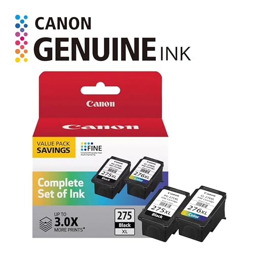 Image of Canon PG-275XL / CL-276XL Ink Cartridge Set - 2 Pack (2 Black, 2 Color) | High-Yield Compatible Replacement PIXMA TS3520, TS3522, TR4720 & More | Sharp Black Text & Vibrant Color Prints