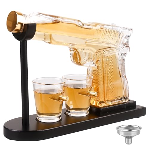 Juego de regalo de whisky personalizado con 2 vasos de bala y jarra, decantador de whisky de cristal, regalos de whisky para hombres, regalo de cumpleaños para hombres, cumpleaños y día del padre