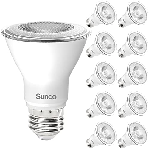 Sunco Lighting 10 Pack PAR20 LED Bulbs 50W Equivalent 7W, Dimmable 2700K Soft White, 470 LM, E26 Medium Base, IP65 Waterproof, Indoor Outdoor Flood Light - UL