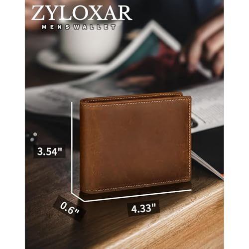 Genuine Leather Wallet for Men Bifold RFID Blocking Design with 13 Card Slots 2 Cash Pockets 1 ID Window Slim Large Capacity Wallet Gift Box Included (Coffee Brown)2