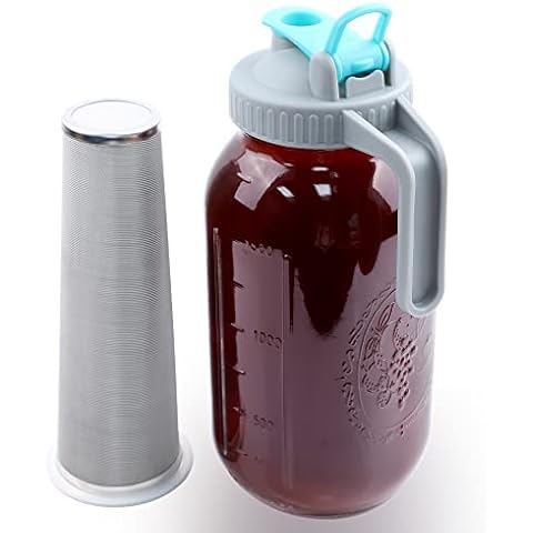 GMSWEET Mason Jar Cold Brew Coffee Maker 64 OZ (2 Quart) Wide Mouth Cold Brew Pitcher With Brew Filter For Coffee, Iced Tea, Sun Tea, Lemonade Cover