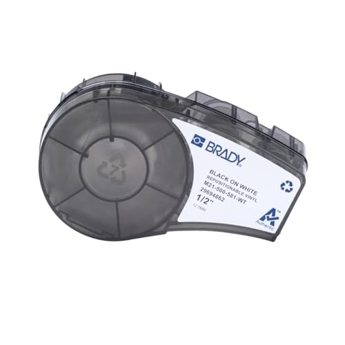 Brady M21 ruban vinyle amovible noir blanc 0.5 po pour étiqueteuse
