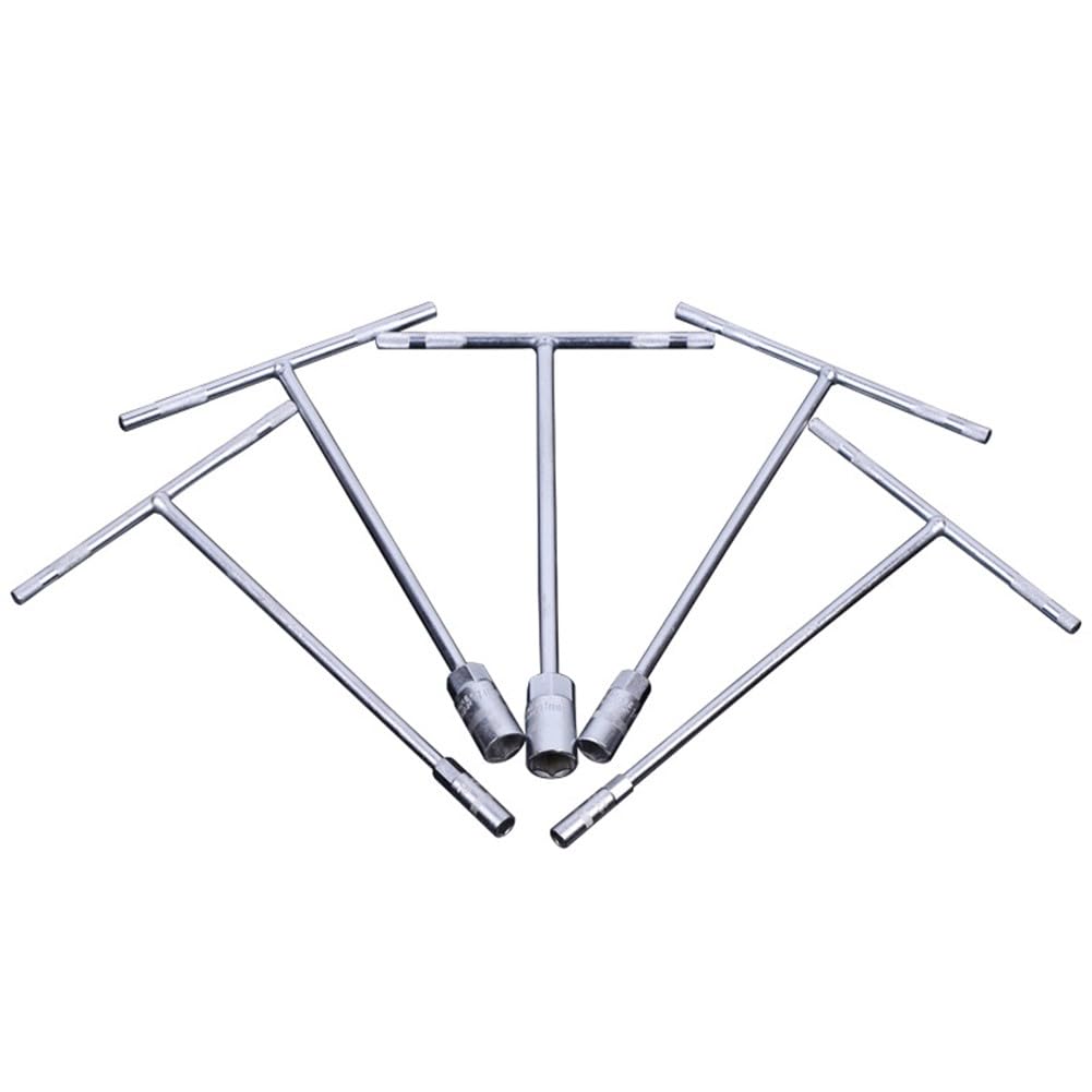 SPORTARC Chiave a bussola con manico a T, set di chiavi esagonali, 8-14 mm, in metallo, design a forma di T, per risparmiare energia, 5 pezzi per riparazione bici e moto