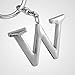 Z543_B Silver Adorable Alphabet Initial Letter W Keychain Key Ring