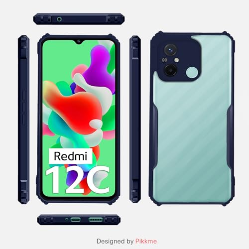 Image of Outlouders Back Cover for Redmi 12C / Poco C55 | Ultra Hybrid Transparent | Full Camera Protection | Raised Edge | Crystal Clear Bumper Case (Blue)