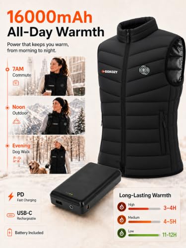 Image of Gokozy Heated Vest for Women with 16000mAh Battery Pack Included