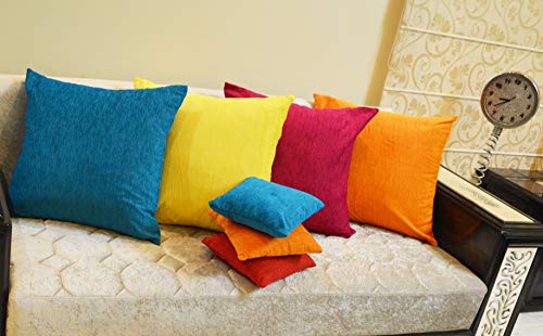 Image of Khooti Molfino Cushion Cover, 14x14 | Orange | Pack of 5 | Solid Plain Soft & Smooth, Decorative Cushion Covers for Living Room, Bedroom, Couches, Chairs, Sofas, Beds & Home Decor