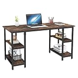 Dripex Bureau Informatique, Table d'Ordinateur avec 4 Étagères, Poste de Travail PC et Ordinateur Portable pour Bureau et Domicile, Table d’étude 120 x 48 x 76 cm - Marron Rustique