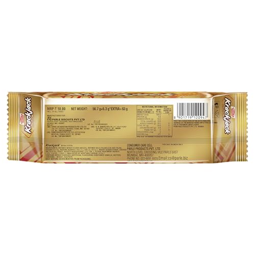 Image of Parle Krack Jack Biscuit, 69.3g /44.1g /56.7 / 75.6Gm(Weight May Vary)