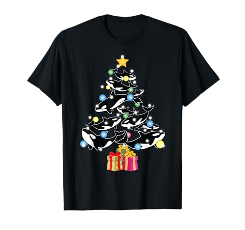 Orca Ballena y Árbol de Navidad Orca Navidad Camiseta