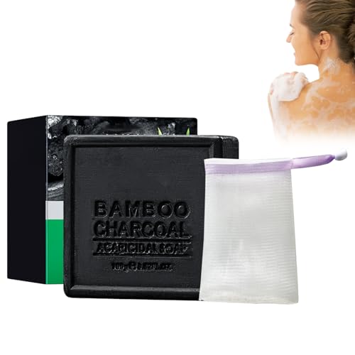 Rostblant 100g jabón de carbón de bambú, suministrado con dos redes de espuma de jabón, jabón de afeitar para hombres y mujeres para la cara y el cuerpo cream (41)