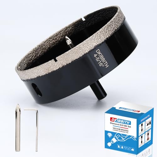 4-5/16" Diamond Hole-Saw Bits with Pilot Drill Bit 4-5/16 in Diamond Tipped Tile Hole Saws with Guiding Bit for Accurate Drilling, for Porcelain Tile Ceramic Pottery Granite Stone Glass Bottles 110mm