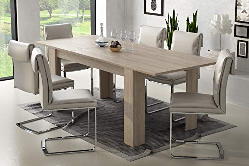 Dmora - Table de salle à manger extensible, Console extensible, Table moderne avec rallonge, 140 / 200x88h75 cm, couleur orme clair