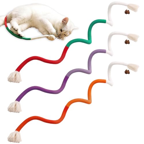 JRILUO 3 Pack Catnip Chew Rope for Cats Cat Dental Care Toy Snake Rope Toy Interactive Cat Toys for Indoor Cats & Kittens for Cat Bad Breath and Healthy Hygiene Dental Care