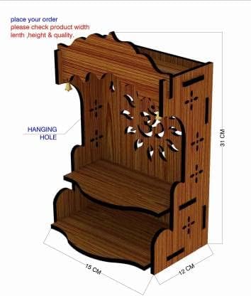 Miniatura 4 de Templo de madera Pooja Mandir Templo de madera para el hogar, Templo de madera para el hogar, Pooja Home Templo Altura 12.2in, Marrón