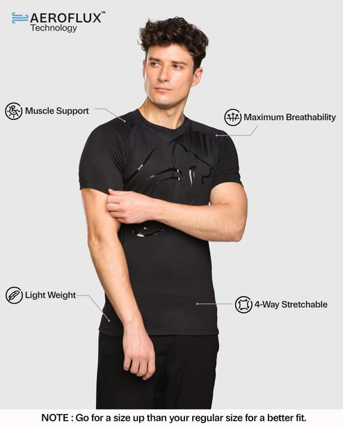 Image of Men's Compression Half Sleeve T-Shirt | High Performance Stretch Athletic Gym Tee | Moisture Wicking Quick Dry Slim Fit Base Layer for Workout, Running, Training, Sports