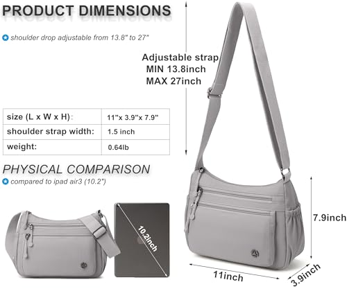 Image of Pealwel Casual Crossbody Bag with Anti Theft Pocket - Women Lightweight Water-Resistant Purse Bag