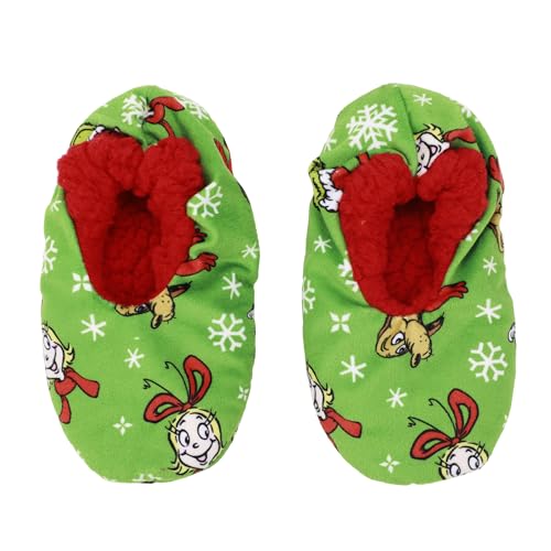 Bioworld The Grinch All-Over Character Print Youth Green Slipper Socks2
