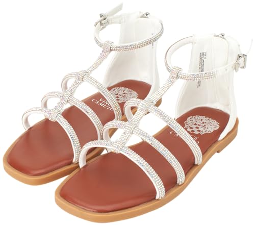 Vince Camuto Girls' Sandals - Open Toe Summer Strappy Flat Dress Gladiator Sandals with Adjustable Buckle Closure and Zipper2