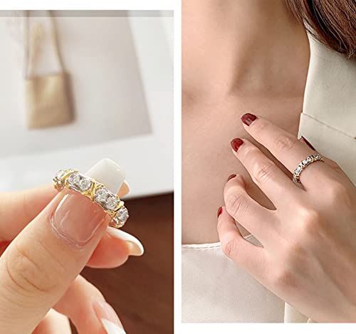 Magnetic Zircon Shaping Cross Full Moissanite Diamond Ring, 925 Sterling Silver X Criss Cross Ring, Moissanite Cross Rings For Girls Women (Gold,8) #TOP5