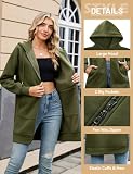 Yuson Girl Damska bluza z długim zamkiem błyskawicznym elegancka kurtka damska z długim rękawem kardigan bawełna bluzy z kapturem i kieszeniami ponadgabarytowe jesienne zimowe bluzy z polaru, zieleń