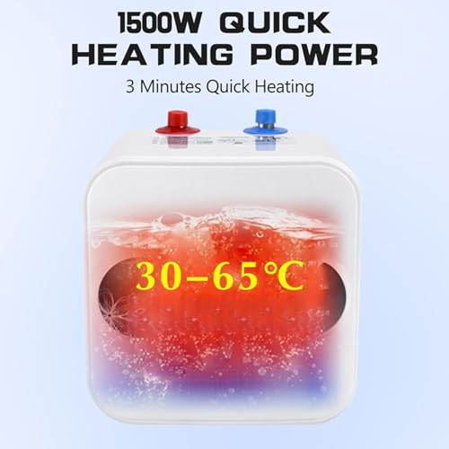 Electric Water Heater, 110V 1500W Wall Mount Water Heater w/Tank, On Demand Instant Hot Water Heaters, Under Sink Plug in WaterHeaters for Kitchen Bathroom (Top Water Inlet, G1/2 threads) - Thumbnail 2