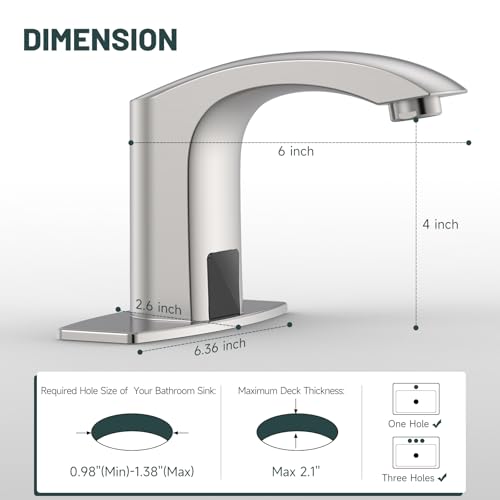Image of Touchless Bathroom Sink Faucets, Greenspring Automatic Faucet Bathroom Commercial Motion Sensor Faucet Battery or Plug-in Powered with Control Box and Temperature Mixer, Brass, Brushed Nickel