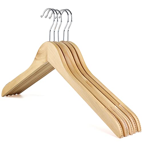 The Hanger Store 10 Wooden Coat Hangers with Non slip Rubber Grips