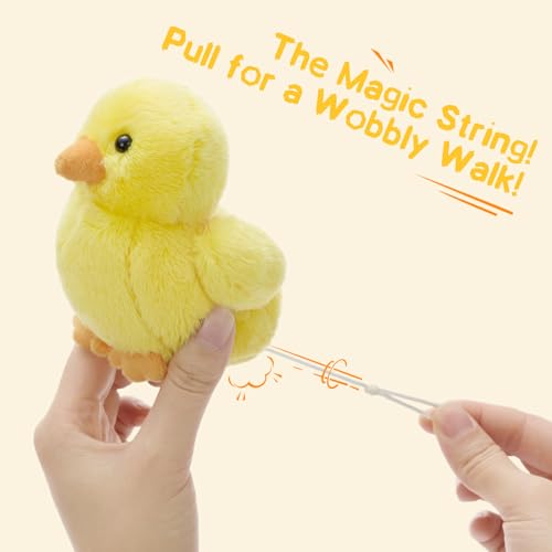 Image of Chicken Plush with 3 Chicks, 14 Inch Wind Up Stuffed Animal Set