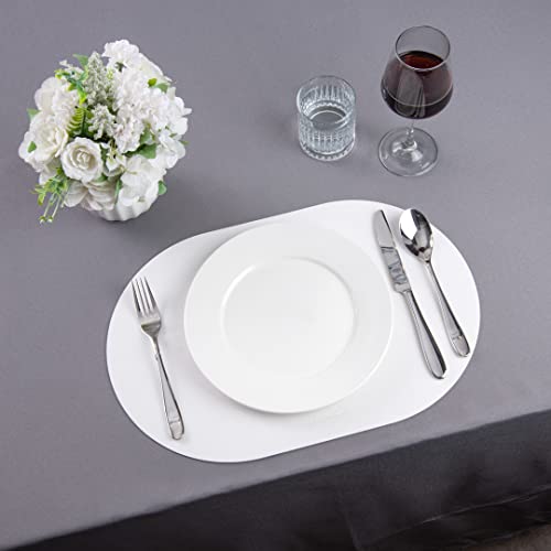 Restaurantware Oval White Vinyl Placemat - Embossed - 16" x 12" - 6 Count Box - Image 3
