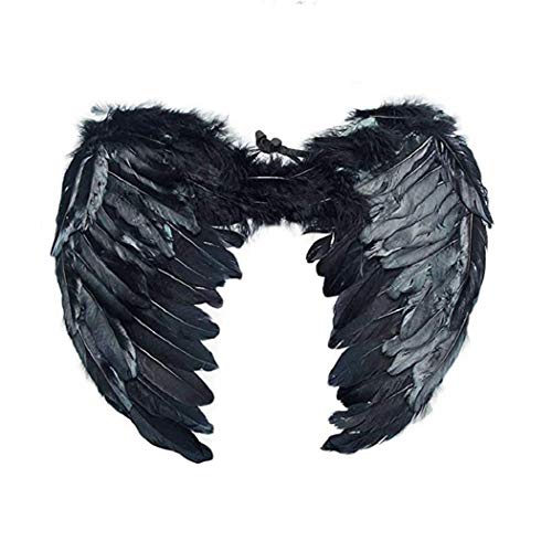 Angel Wings for Kids Adult Feather Wings Halloween Christmas Cosplay Party Angel Costume Wings Angel Costumes for Girls Boys Child (Black)