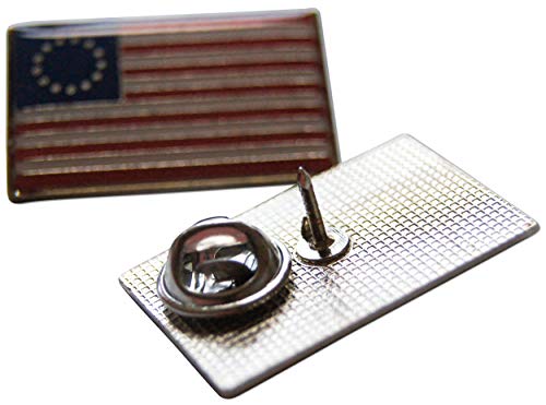 Betsy Ross 13 Stars 5-Piece Patriotic American Flag Lapel Pin or Hat Pin and Tie Tack Set with Clutch Back by Novel Merk3