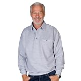 PALMLAND Men's L/S Solid Textured Banded Bottom Shirt (L) Grey Heather