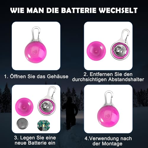 Faburo 2 Stück Leuchtanhänger Hund, Blinklicht Schulranzen, Bunte Blinklicht Hundelicht mit 3 Blinkmodi für Hunde Kinder Jogger Camper, Leuchtanhänger Kinder für Geschirr, Hunde Leuchtanhänger