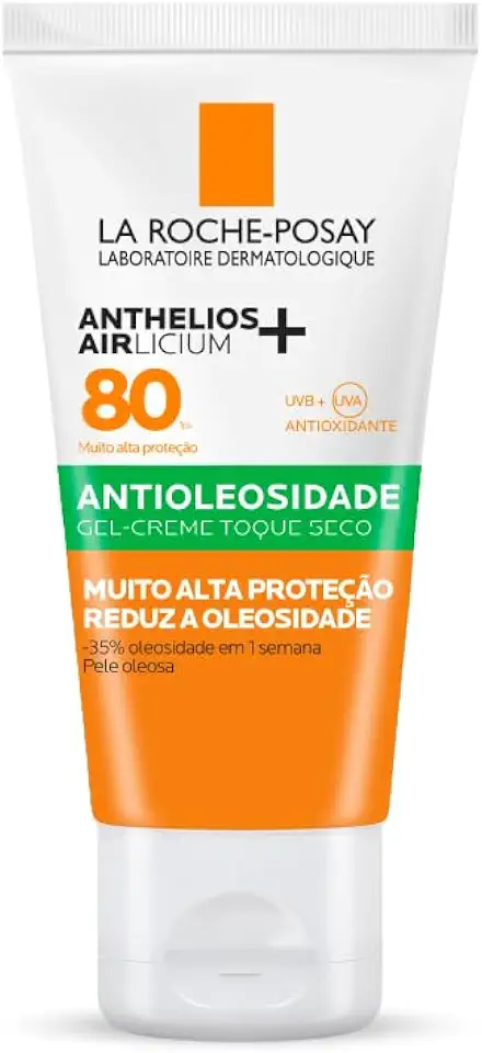Protetor Solar Facial FPS 80, La Roche-Posay Anthelios Airlicium+, 96% de Controle da Oleosidade, Toque Seco, com Tecnologia Airlicium, Niacinamida 2% e Zinco PCA, Sem Cor, 40g