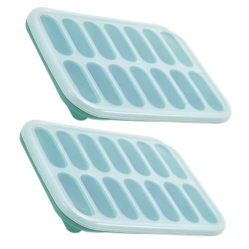 OUNONA 2 piezas Bandejas de Silicona para Cubitos de Hielo con Tapa Molde para Salchichas y Horneado DIY Verde Fácil Desmoldeo y Limpieza Aptas para Congelador y Repostería